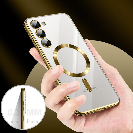 Case for Samsung Galaxy S25, Electro MagSafe, gold + Screen Glass