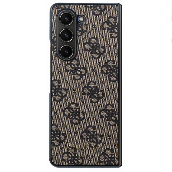 GUESS Case for Samsung Galaxy Z Fold 5, 4G Charms Collection Hardcase, brown