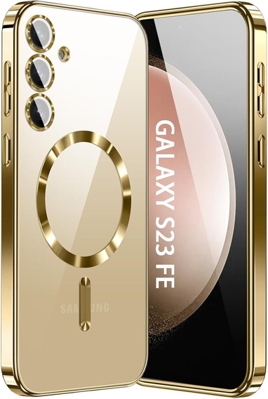 Case for Samsung Galaxy S23 FE, Electro MagSafe, gold + Screen Glass