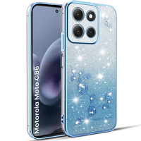 Case for Motorola Moto G86 5G, Glitter Flower, blue