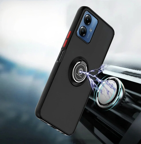 Case for Motorola Moto E14, Frosted Ring, black