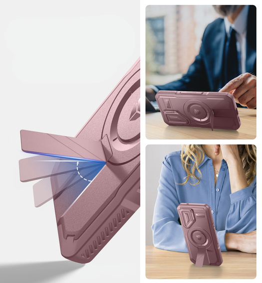 Armored case for Samsung Galaxy S25, Dexnor CamProtect MagSafe, pink (Two frames)