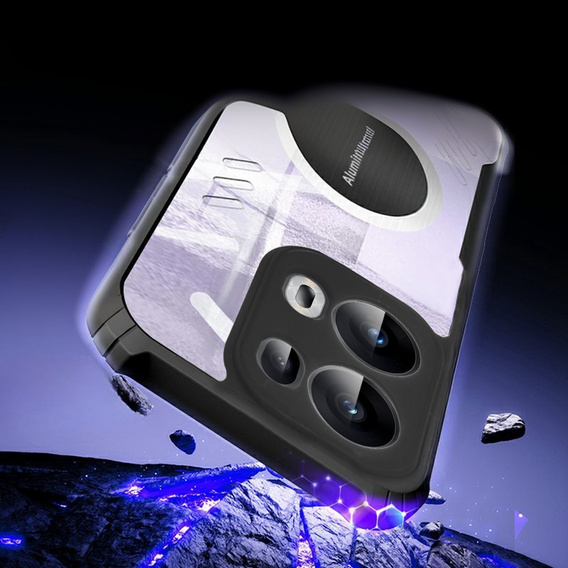 Case for Oppo Reno 13 Pro, with magnetic sheet, transparent / black