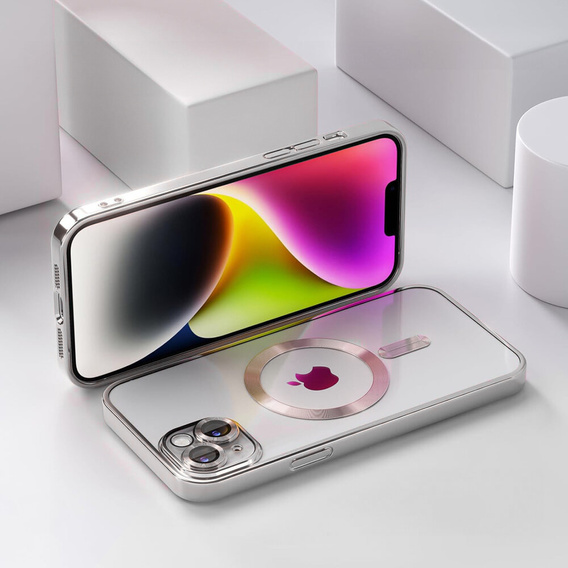 Case for iPhone 14 Plus, Electro MagSafe, silver + Screen Glass