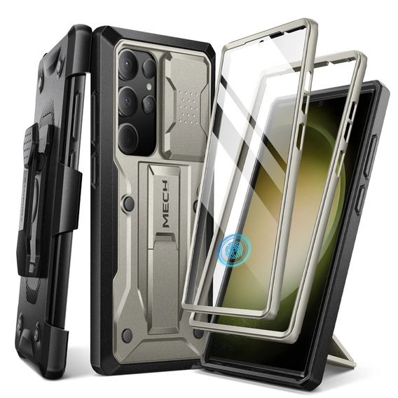 Case for Samsung Galaxy S24 Ultra, Tongate MECH with belt clip, titanium grey
