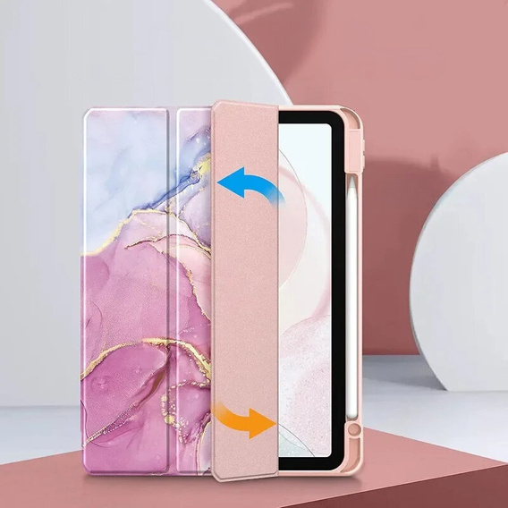 Case for iPad 10.9" 2022 (10 gen.), Smartcase Hybrid, with stylus space, Marble pink