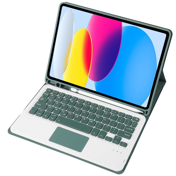Case + keyboard iPad 10.9 2022 10 Gen, TouchPad Pen Slot, dark green