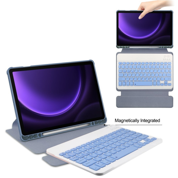 Keyboard case for Samsung Galaxy Tab S10 Lite / S10 FE / S9 FE, Rotary 360° Leather, purple
