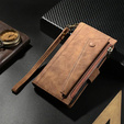 Flip case for Honor Magic 6 Lite 5G, Wallet Zipper Pocket, brown