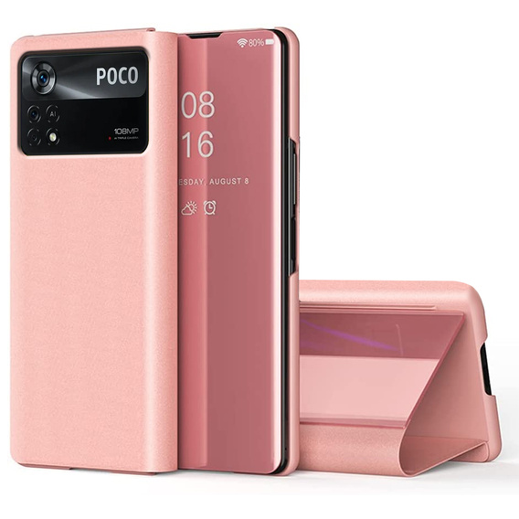 Case for Xiaomi Poco X4 Pro 5G, Clear View, pink rose gold
