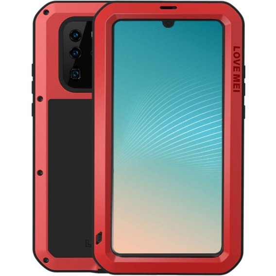 Love Mei Case for Huawei P30 Pro, armored with glass, red / black