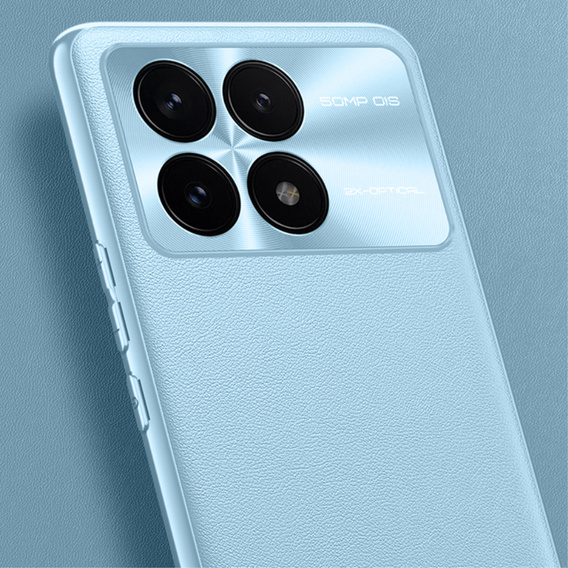 Leather case for Xiaomi Poco F6 Pro, leather hybrid, blue