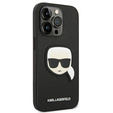 Karl Lagerfeld Case for iPhone 14 Pro Max, Saffiano Karl's Head Patch, black