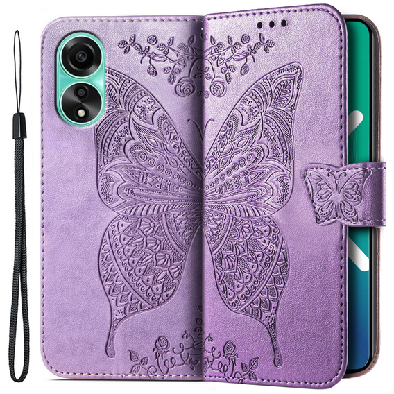 Flip case for Oppo A78 4G, Butterfly, purple