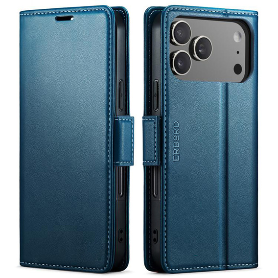 Glossy Litchi wallet case with flap for iPhone 17 Pro Max