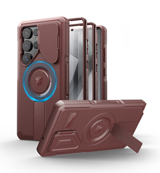 Armored case for Samsung Galaxy S25 Ultra, Dexnor CamProtect MagSafe, red (Two frames)