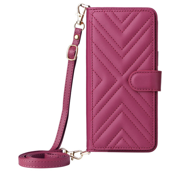 Crossbody Leather Wallet flip case for Samsung Galaxy S25 Edge, maroon