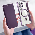Flip case for Samsung Galaxy S24 Ultra, RFID Wallet MagSafe CamShield, purple
