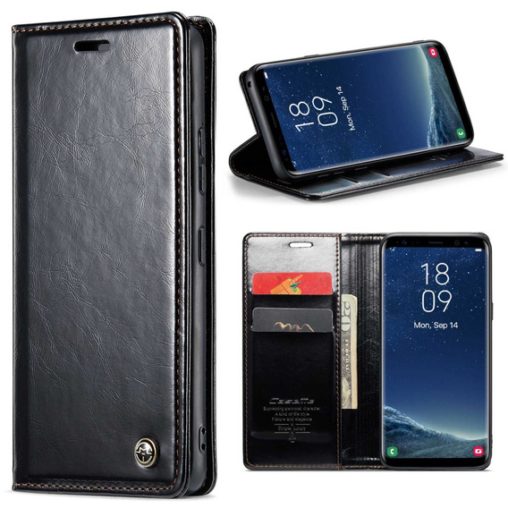 CASEME flip case for Samsung Galaxy S8, Waxy Textublack, black