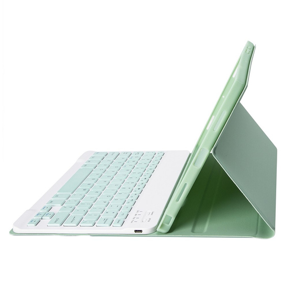 Case + keyboard Samsung Galaxy Tab S9, Leather Pen Slot, light green