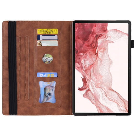 Case for Samsung Galaxy Tab S10 FE+ Plus, Classic, with space for stylus, brown