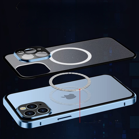 Magnetic Dual Glass MagSafe case for iPhone 13 Pro Max, blue