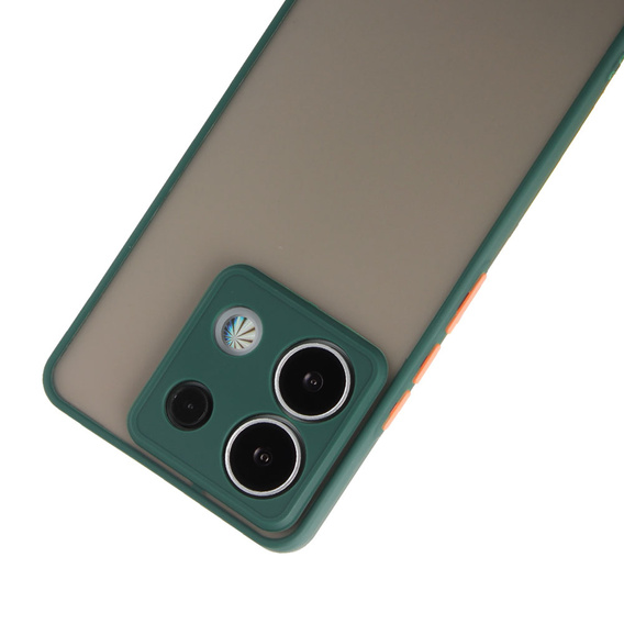 Silicone case for Xiaomi Redmi Note 13 Pro 5G, with camera protection, transparent / green + Tempered Glass 9H