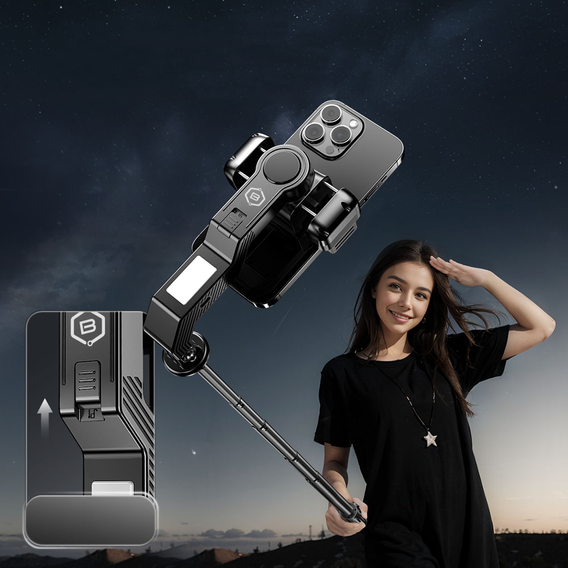 Blavec Selfie Stick Aluminium Fusion P07 with MagSafe, LED lights and remote control