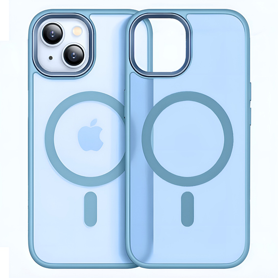 Case for iPhone 14, for MagSafe, ERBORD Matt Case, blue + Screen Glass