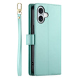Flip case for iPhone 16, Wallet Zipper Pocket, green