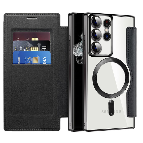 Flip case for Samsung Galaxy S22 Ultra 5G, RFID Wallet MagSafe CamShield, black
