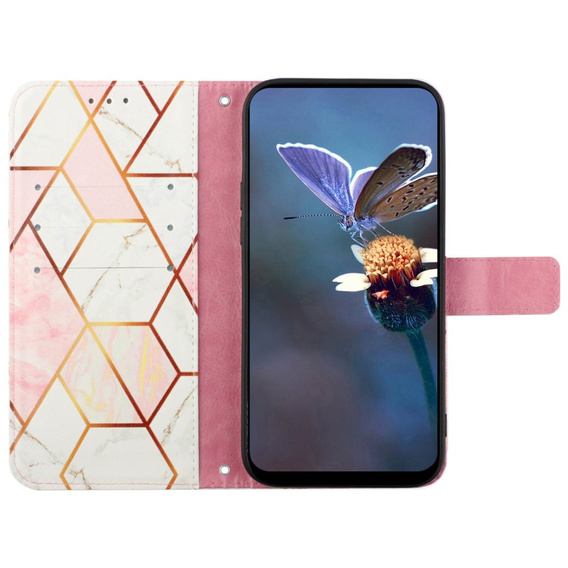 Flip case for Xiaomi Redmi Note 13 Pro 4G / Xiaomi Redmi Note 14S / Xiaomi Poco M6 Pro 4G, Wallet, Marble pink