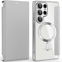 Flip case for Samsung Galaxy S25 Ultra, RFID Wallet MagSafe CamShield, silver