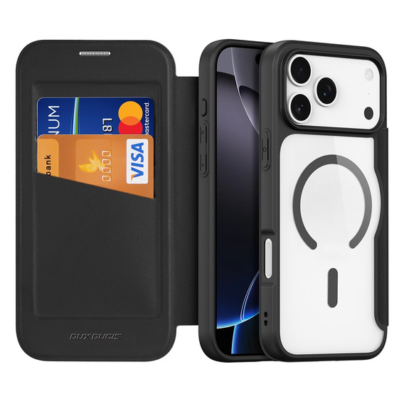 Dux Ducis case for iPhone 17 Pro Max, Skin X Pro, with flap, for MagSafe, black