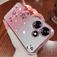 Case for Infinix Hot 30i, Glitter Flower, pink rose gold
