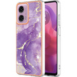 Protective Case for Motorola Moto G24 / G24 Power / G04, Marble Slim Case, dark purple