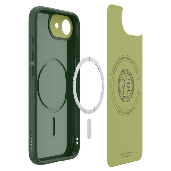 Spigen case for iPhone 16E, Nano Pop MagSafe, green + 9H tempered glass