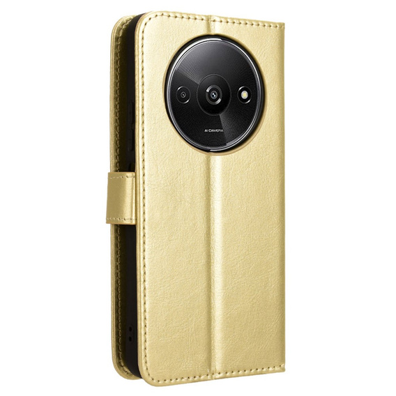 Flip case for Xiaomi Redmi A3, Crazy Horse Wallet, gold