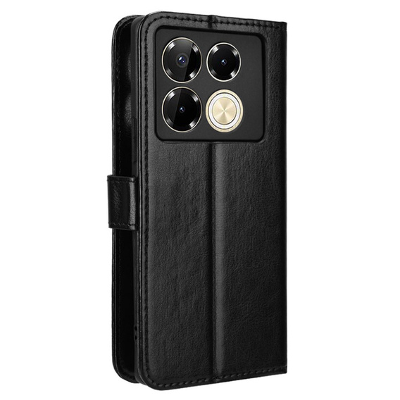 Flip case for Infinix Note 40 Pro, Crazy Horse Wallet, black