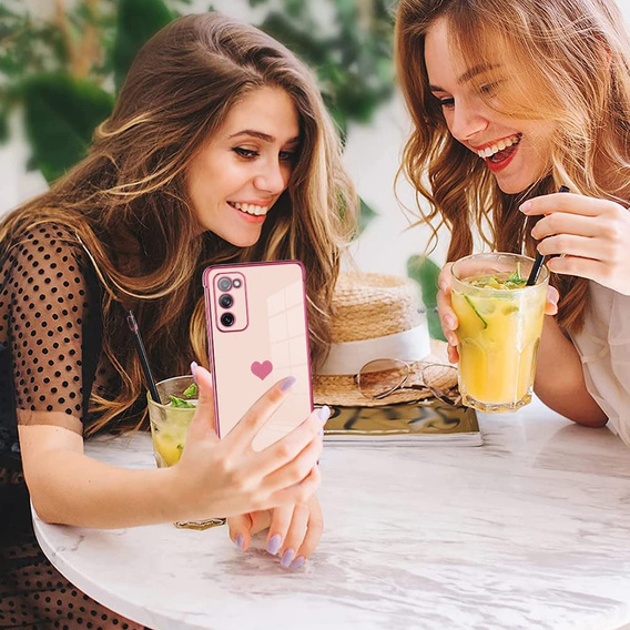 Case for Samsung Galaxy S20 FE, Electro heart, pink rose gold