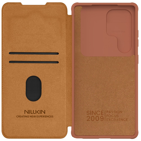 NILLKIN flip case for Samsung Galaxy S25 Ultra, CamShield Qin Pro, leather, brown
