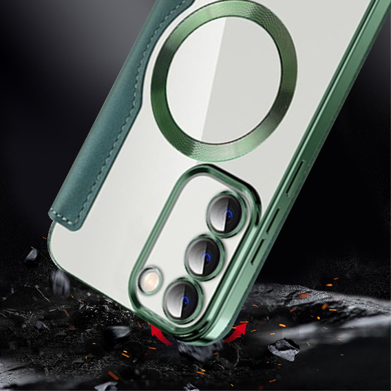 Flip case for Samsung Galaxy S23, Wallet, MagSafe, green