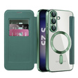 Flip case for Samsung Galaxy S25+ Plus, RFID Wallet MagSafe CamShield, green