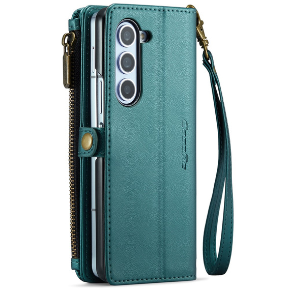 Case CASEME for Samsung Galaxy Z Fold6 5G, RFID Leather Wallet, with shoulder strap, green