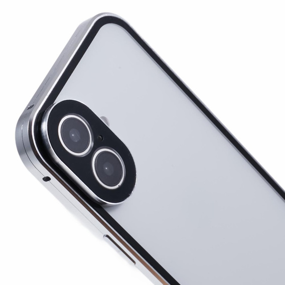 Case for iPhone 16, Magnetic Dual Glass, silver