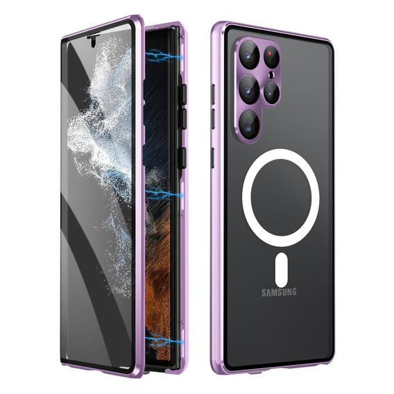 Magnetic Dual Glass MagSafe case for Samsung Galaxy S24 Ultra, purple