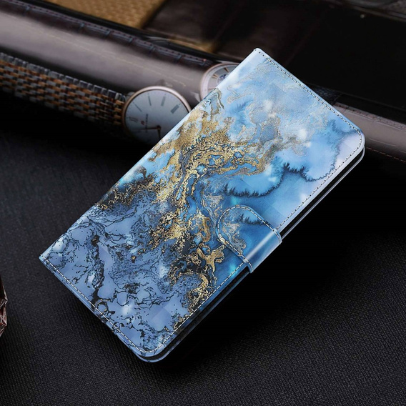 Flip case for Oppo A17, Wallet, Marble blue