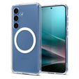 Spigen MagSafe Case for Samsung Galaxy S25+ Plus, Ultra Hybrid, clear / white + 9H Tempered Glass