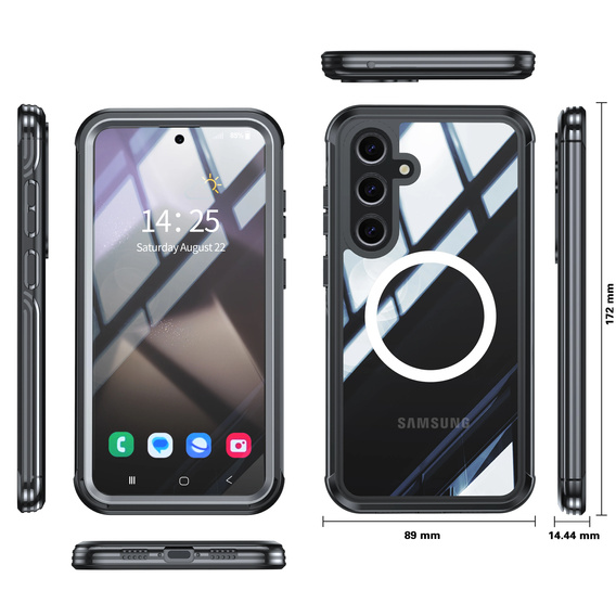 Case for Samsung Galaxy S25+ Plus, Shockproof, with glass, for MagSafe, black