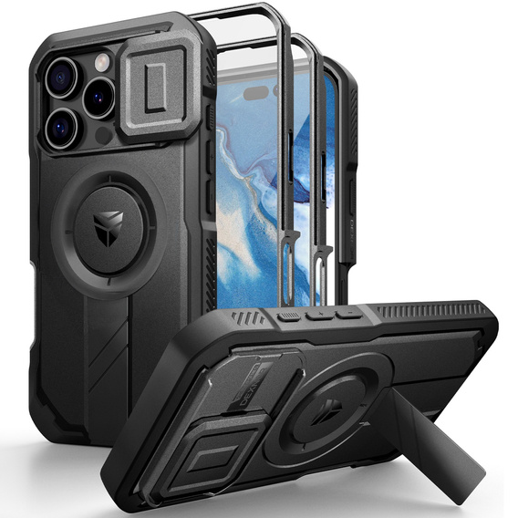 Armored case for iPhone 16 Pro Max, Dexnor CamProtect MagSafe, black (Two frames)